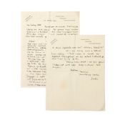 SACHEVERELL SITWELL. AUTOGRAPH LETTER TO EDITH SITWELL, WESTON HALL, OCTOBER, 1942