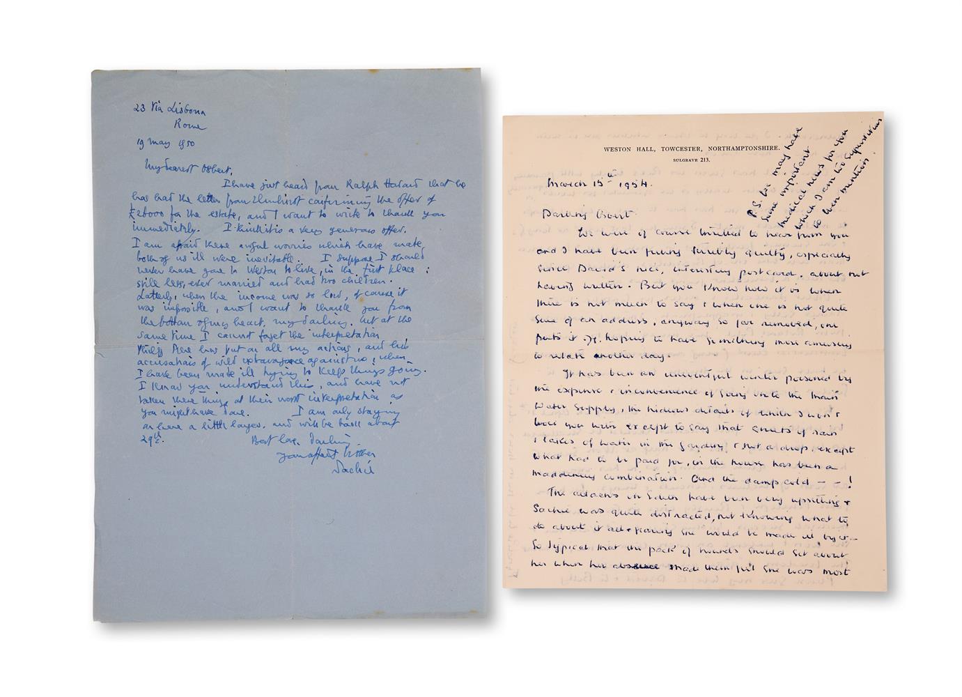 TWO AUTOGRAPH LETTERS TO OSBERT SITWELL FROM SACHEVERELL SITWELL AND...