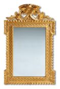 A GILTWOOD WALL MIRROR IN MID 18TH CENTURY STYLE, LATE 19TH/EARLY 20TH CENTURY