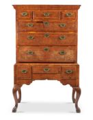 A GEORGE III WALNUT AND PINE CHEST ON STAND, 18TH CENTURY