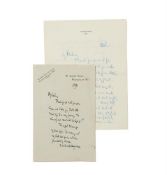 OSBERT SITWELL. (1892 - 1969). TWO AUTOGRAPH LETTERS TO EDITH SITWELL, (C. 1950S)
