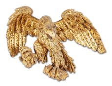 A GILT CARVED WOOD MODEL OF AN EAGLE, 19TH CENTURY