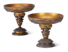 A PAIR OF BRONZE TAZZE, 19TH CENTURY