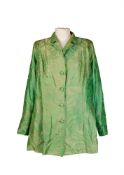 DAME EDITH INTEREST, A SILK BROCADE FITTED LONG LINE JACKET BY NINA ASTIER OF CHELSEA
