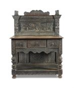 A CARVED OAK SIDEBOARD IN 17TH CENTURY STYLE, LATE 19TH/EARLY 20TH CENTURY