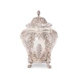 AN EDWARDIAN SILVER BOMBÉ TEA CADDY, NATHAN & HAYES (GEORGE NATHAN & RIDLEY HAYES)