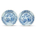 A LARGE PAIR OF CHINESE BLUE AND WHITE DISHES, QIANLONG