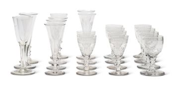 A GROUP OF ENGLISH DRINKING GLASSES, MOSTLY 19TH CENTURY