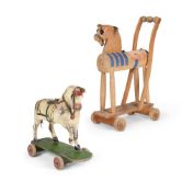 A CHILD'S PULL ALONG TOY HORSE