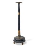 AN AESTHETIC MOVEMENT EBONISED AND PARCEL GILT TORCHERE STAND, CIRCA 1880