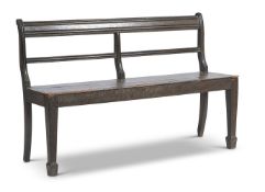 A PAIR OF STAINED PINE HALL BENCHES, FIRST QUARTER 19TH CENTURY
