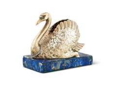 A VICTORIAN SILVER GILT SWAN TABLE ORNAMENT BY EDWARD, JOHN & WILLIAM BARNARD