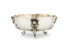 A CHINESE EXPORT SILVER HEXALOBED BOWL BY WANG HING & CO.