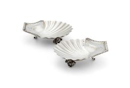 A PAIR OF WILLIAM IV SILVER SHELL BUTTER DISHES BY EDWARD FARRELL