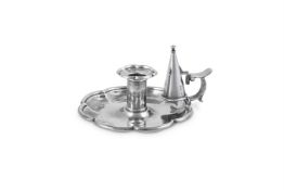 A WILLIAM IV SILVER OCTOFOIL CHAMBER CANDLESTICK BY ROBERT HENNELL I