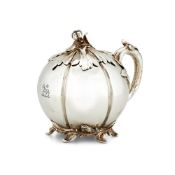 A SILVER MELON SHAPED MUSTARD POT BY EDWARD BARNARD & SONS LTD