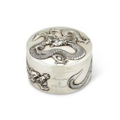 A CHINESE EXPORT SILVER CIRCULAR TABLE BOX BY WANG HING & CO.