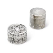 TWO CHINESE EXPORT SILVER CYLINDRICAL BOXES BY WANG HING & CO.Hong Kong