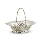 AN EARLY GEORGE III SMALL SILVER SHAPED OVAL BASKET FROM AN EPERGNE BY EDWARD ALDRIDGE I