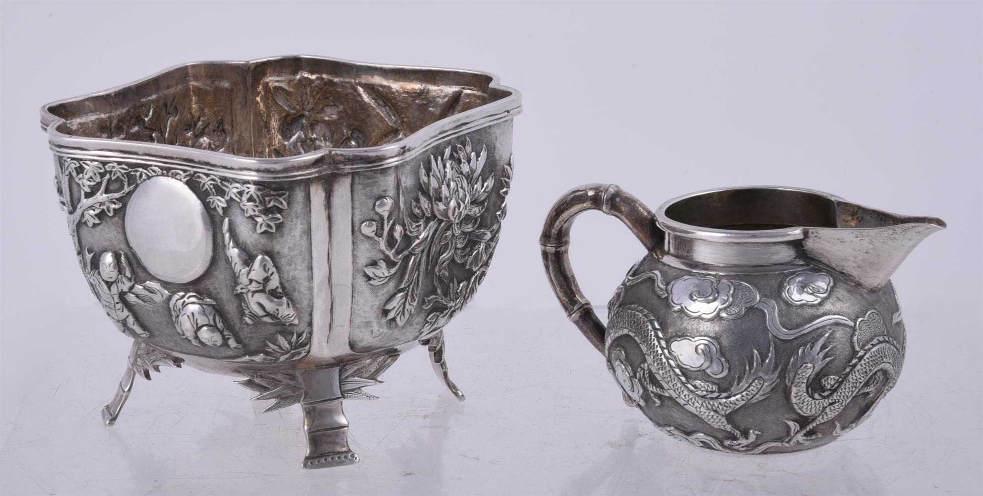 A CHINESE EXPORT SILVER SHAPED SQUARE SUGAR BOWL - Image 2 of 2