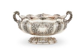 AN ITALIAN SILVER SHAPED OVAL WINE OR CHAMPAGNE COOLER BY CARLO VALLÉ SNC