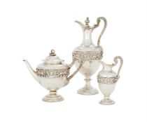 Y A VICTORIAN SILVER OVOID PEDESTAL TEA AND COFFEE SERVICE BY STEPHEN SMITHLONDON 1869 The tea pot w