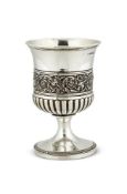 A LATE GEORGE III SILVER CAMPANA SHAPE GOBLET