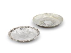 TWO SILVER SHAPED CIRCULAR DISHES FROM EPERGNES