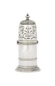 A WILLIAM III SILVER BAYONET LIGHTHOUSE SUGAR CASTER