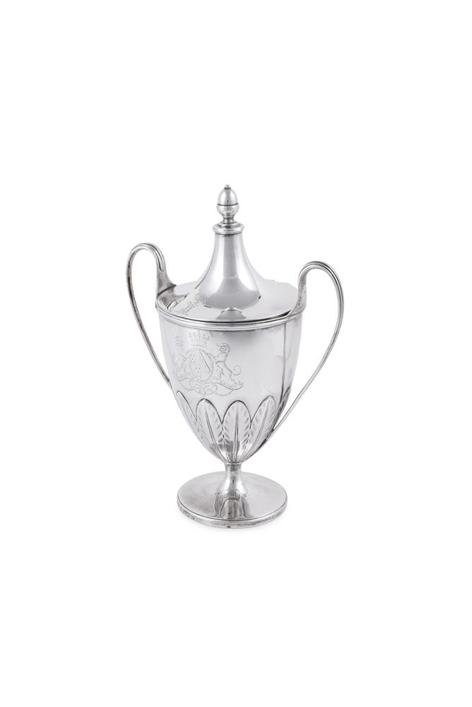 A GEORGE III SILVER TWIN HANDLED SUGAR VASE BY JOHN WAKELIN & WILLIAM TAYLOR