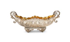 AN ISRAELI SILVER SHAPED OVAL WINE OR CHAMPAGNE COOLER BY HAZORFIM