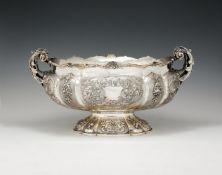 AN ITALIAN SILVER SHAPED OVAL WINE OR CHAMPAGNE COOLER BY CARLO VALLÉ SNC