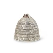 A SILVER NOVELTY BEE SKEP HONEY POT AND COVER BY C.J. VANDER LTD