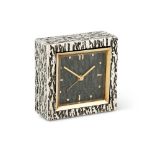 BOUCHERON, PARIS, A FRENCH SILVER CASED SQUARE TRAVELLING CLOCK