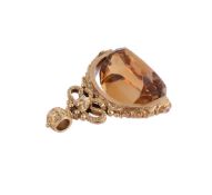 AN 18 CARAT GOLD LATE VICTORIAN CITRINE SWIVEL SEAL