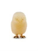 A CARVED CHALCEDONY AND DIAMOND OWL