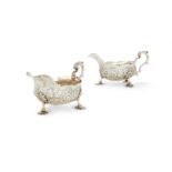 A PAIR OF WILLIAM IV SILVER SHAPED OVAL SAUCE BOATS BY EDWARD FARRELL