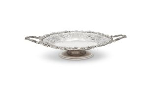 A SILVER TWIN HANDLED PEDESTAL BOWL BY WALKER & HALL