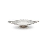 A SILVER TWIN HANDLED PEDESTAL BOWL BY WALKER & HALL