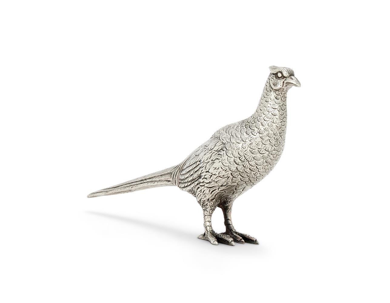 A SILVER MODEL OF A PHEASANT BY A. E. JONES