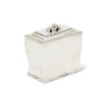 A VICTORIAN SILVER SHAPED RECTANGULAR TEA CADDY BY JOHN ALDWINCKLE & THOMAS SLATER