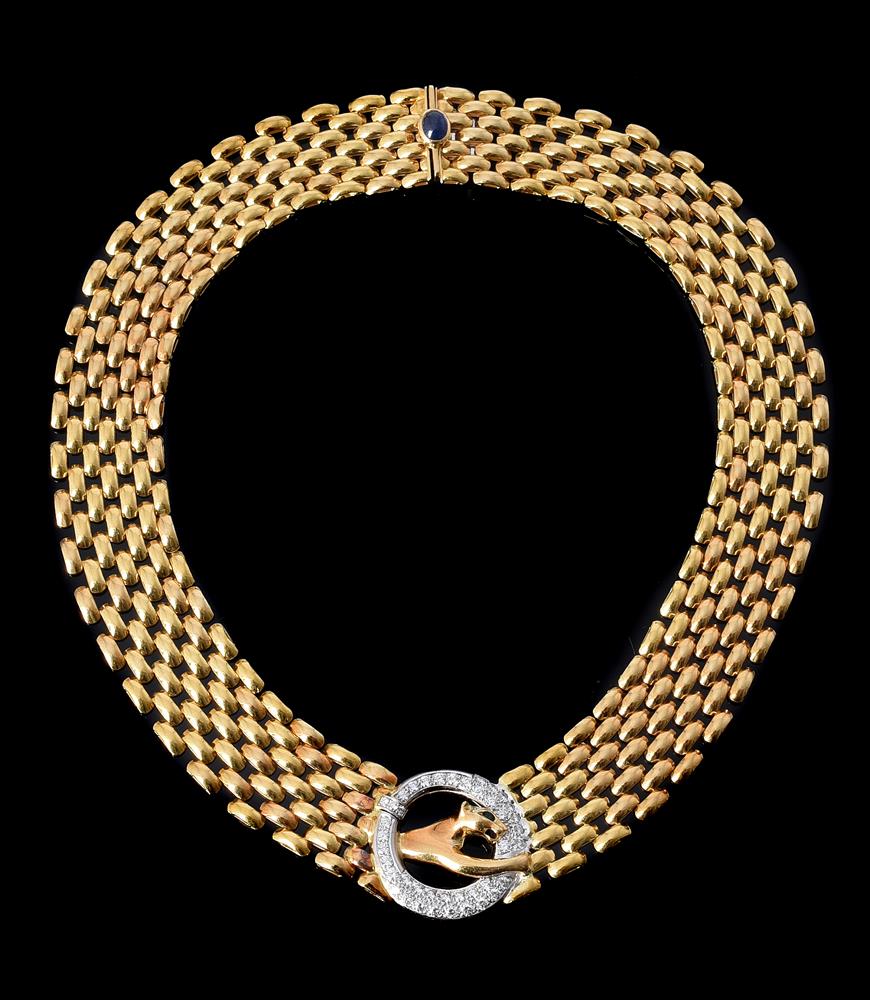 A SAPPHIRE, DIAMOND AND EMERALD COLLAR NECKLACE