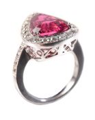 YAEL, A RUBELLITE AND DIAMOND CLUSTER RING
