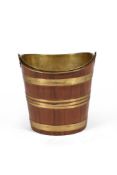 A GEORGE III MAHOGANY AND BRASS BOUND PLATE BUCKET, LATE 18TH CENTURY