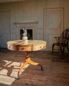 Y A LATE GEORGE III SATINWOOD AND ROSEWOOD BANDED 'DRUM' LIBRARY TABLE, CIRCA 1810