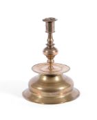 A BRASS CANDLESTICK, PROBABLY FLEMISH OR SCANDINAVIAN, MID 17TH CENTURY