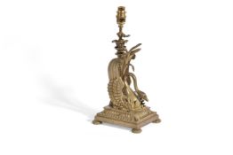 A FRENCH ORMOLU 'SWAN' TABLE LAMP, 19TH CENTURY