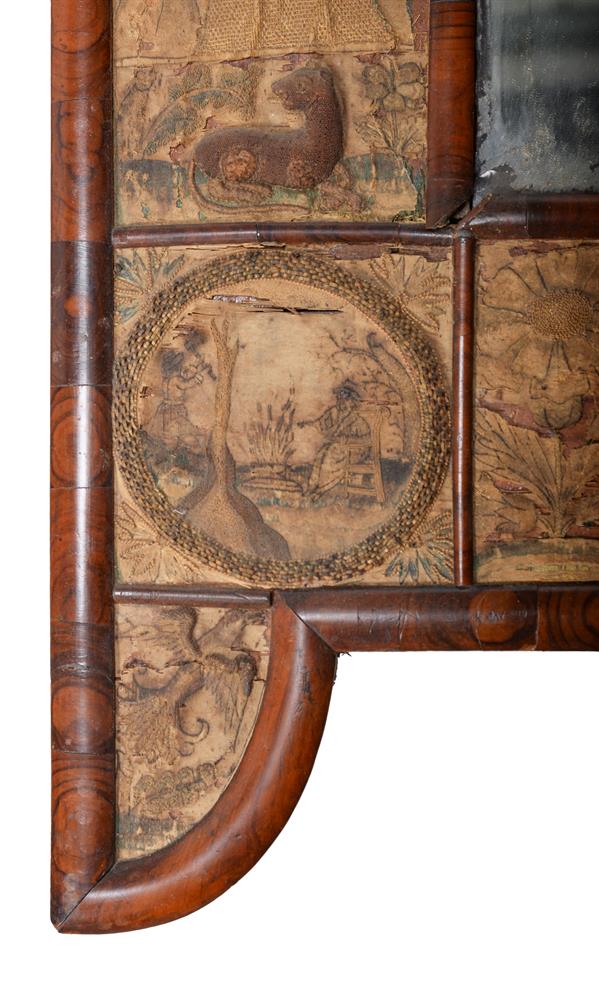 A CHARLES II WALNUT AND NEEDLEWORK INSET WALL MIRROR, CIRCA 1660 - Image 4 of 5