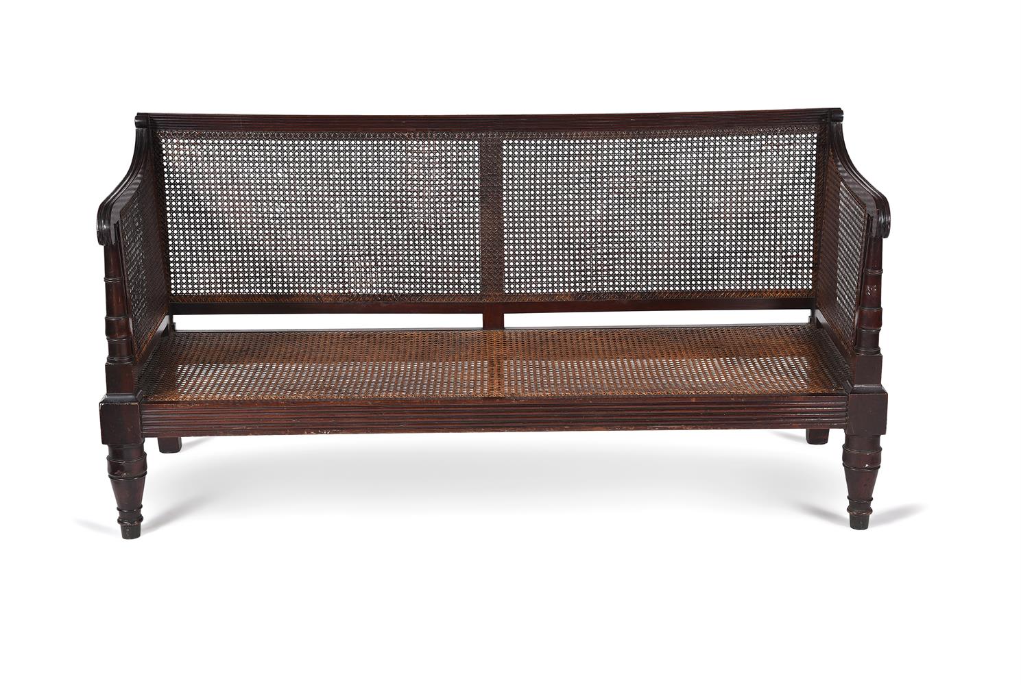 A REGENCY MAHOGANY AND CANED BERGÈRE SETTEE, IN THE MANNER OF WILLIAM TROTTER, CIRCA 1815 - Image 2 of 5