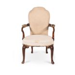 A GEORGE II WALNUT OPEN ARMCHAIR, CIRCA 1730